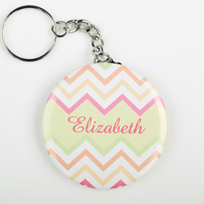 Chevron Personalized Button Keychain