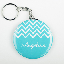Chevron Personalized Button Keychain