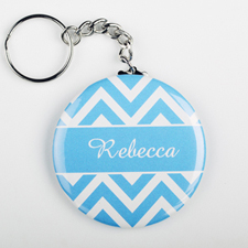 Chevron Banner Personalized Button Keychain