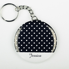 Polka Dot Personalized Button Keychain