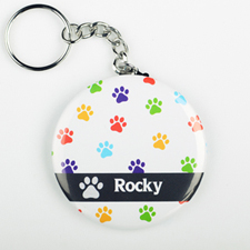 Paw Print Personalized Button Keychain