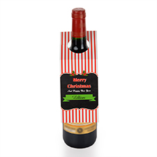 Strips and Merry Christmas Personalized Wine Tag, set of 6