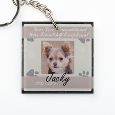 Brown Pet Memorial Personalized Acrylic Square Keychain