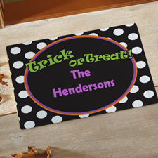 Polka Dots Halloween Personalized Doormat