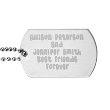 Best Friends Personalized Message Engraved Dog Tag Pendant