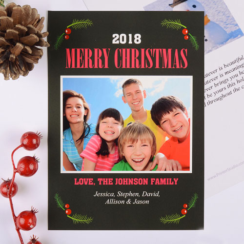 Merry Berry Personalized Christmas Photo Card