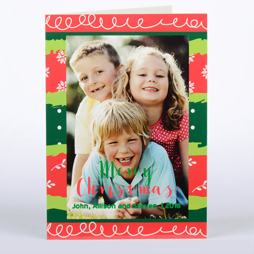Colorful Christmas Personalized Photo Card, Folded 5X7