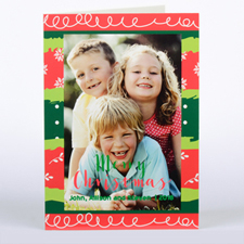 Colorful Christmas Personalized Photo Card, Folded 5X7