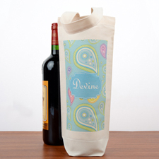 Floral Personalized Wine Cotton Tote Bag