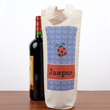 Ladybug Personalized Wine Cotton Tote Bag