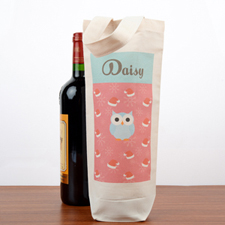 Owl Personalized Wine Cotton Tote Bag