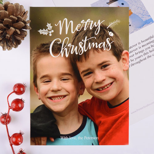 Merry Script Personalized Christmas Photo Card