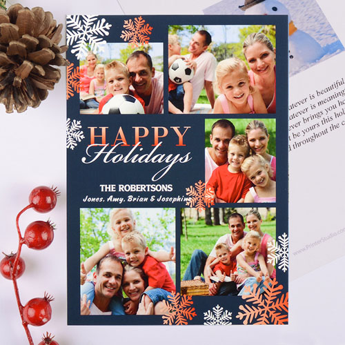 Snowflake Frenzy Personalized Christmas Photo Card