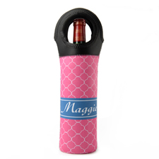 Hot Pink Clover Personalized Wine Tote Bag