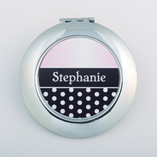 Polka Dot Personalized Round Compact Mirror