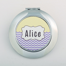 Chevron Dot Personalized Round Compact Mirror