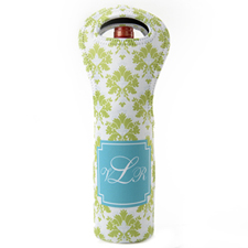 Peacock Lime Pattern Personalized Neoprene Wine Tote Bag
