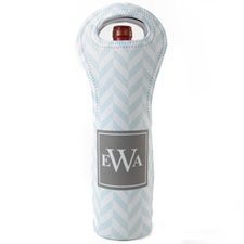 Ocean Grey Zig Zag Personalized Neoprene Wine Tote Bag