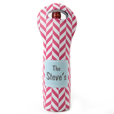 Fuchsia Ocean Zig Zag Personalized Neoprene Wine Tote Bag