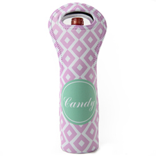 Lavender Peacock Pattern Personalized Neoprene Wine Tote Bag