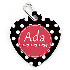 Polka Dot Personalized Pet Tag Heart Shape