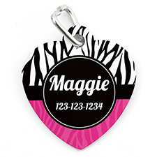 Zebra Dot Personalized Pet Tag Heart Shape