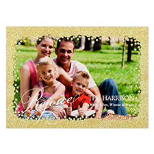 Rejoice Gold Glitter Personalized Photo Christmas Card 5X7