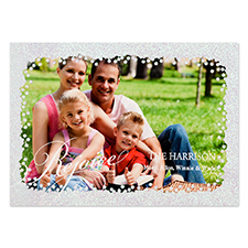 Rejoice Silver Glitter Personalized Photo Christmas Card 5X7