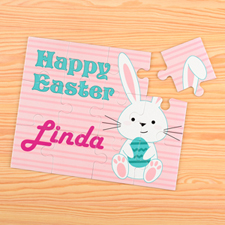 Easter Bunny And Egg Personalized Kids Puzzle