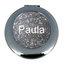 Silver Glitter Personalized Mirror For Bridesmaids, Round
