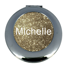 Gold Glitter Personalized Mirror For Bridesmaids, Round