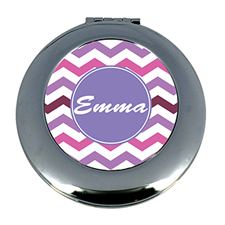 Purple Chevron Personalized Mirror For Bridesmaids, Round