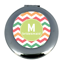 Multi Chevron Personalized Mirror For Bridesmaids, Round