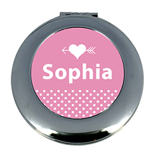 Heart & Arrow Dot Personalized Mirror For Bridesmaids, Round