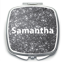 Silver Glitter Personalized Mirror For Bridesmaids, Square