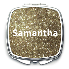 Gold Glitter Personalized Mirror For Bridesmaids, Square