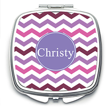 Purple Chevron Personalized Mirror For Bridesmaids, Square