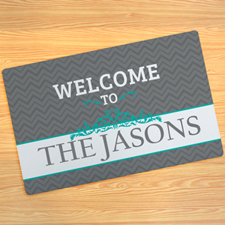 Grey Chevron Personalized Doormat