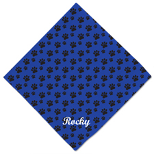 Blue Paw Print Custom Name Dog Bandanas, 20 Inch