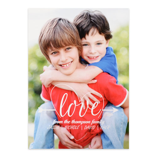 Heart & Arrow Personalized Photo Valentine’s Card, 5x7 Flat