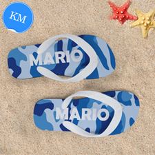 Blue Camo Personalized Flip Flops, Kids Medium