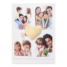 Gold Foil Heart Personalized Photo Valentine's Card, 5X7