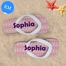 Little Hearts Personalized Flip Flops For Kids, Medium