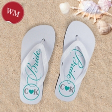 Mint Bride Personalized Wedding Flip Flops, Women Medium