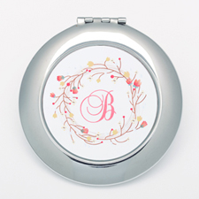 Monogrammedmed Floral Personalized Round Compact Mirror