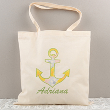 Floral Anchor Personalized Cotton Tote Bag