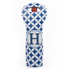 Navy Lattice Personalized Neoprene Wine Tote Bag