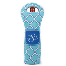 Blue Moroccan Personalized Neoprene Wine Tote Bag