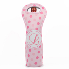 Pink Polka Dot Personalized Neoprene Wine Tote Bag