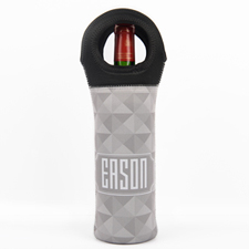 Grey Grid Personalized Neoprene Wine Tote Bag